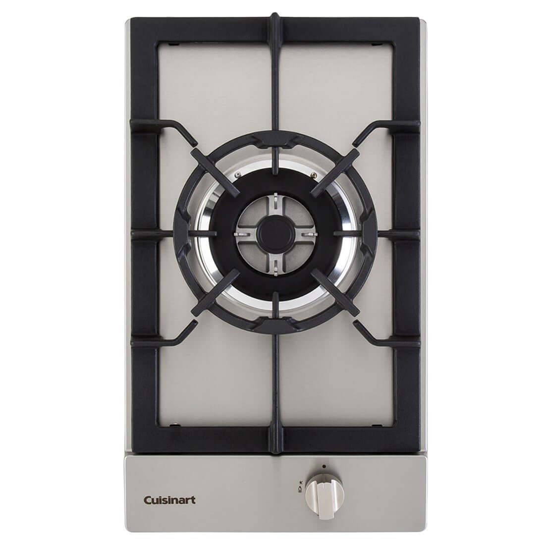 Cooktop Dominó a gás Cuisinart Prime 1 Boca Tripla Chama Inox 30cm com queimador e trempe robusta em aço inox.